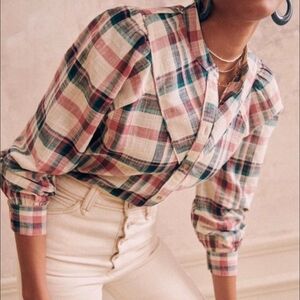 Sézane Doria Long Sleeve Organic Cotton Size 34 Paid Women's Button Shirt